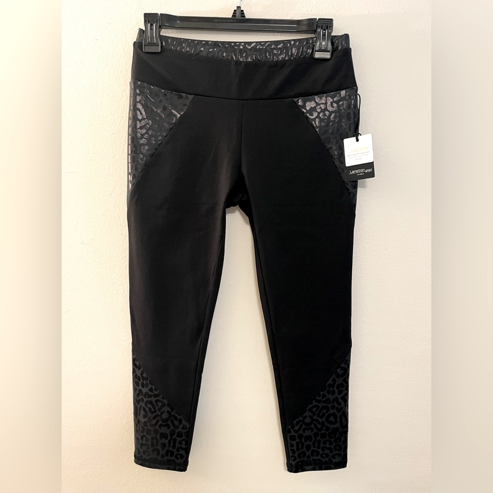 NWT Langston Sport Black Leopard Print Leggings size M